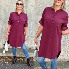 Burgundy červené cordové tunikové šaty SHAPE
