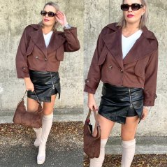 Čokoládově hnědý krátký lehký kabátek ELLA