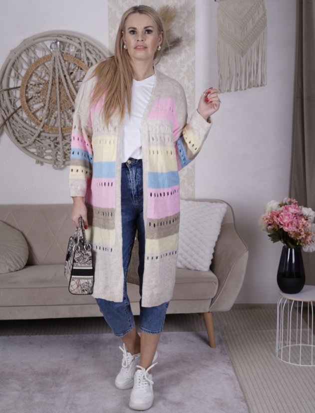 Béžový maxi kardigan VIBES PASTEL