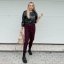 Burgundy červené elastické trendy kalhoty LUX ALORA