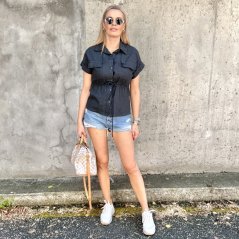 Antracitově šedá lněná košile SIENA