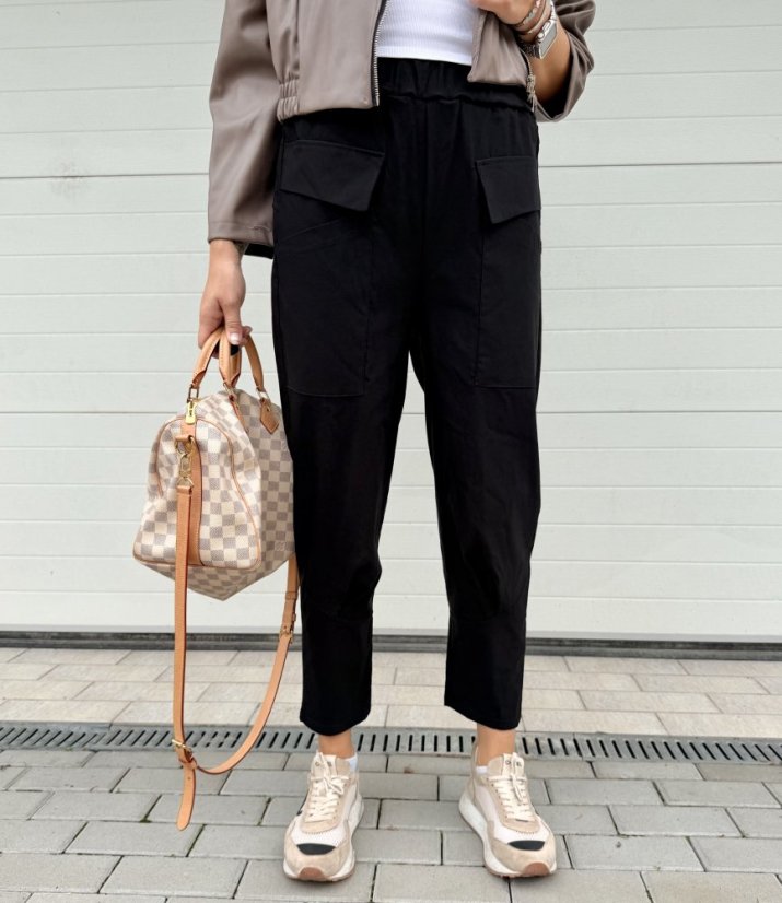 Černé elastické trendy kalhoty LUX ALORA