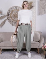 Khaki balónové kalhoty s páskem BOHEME