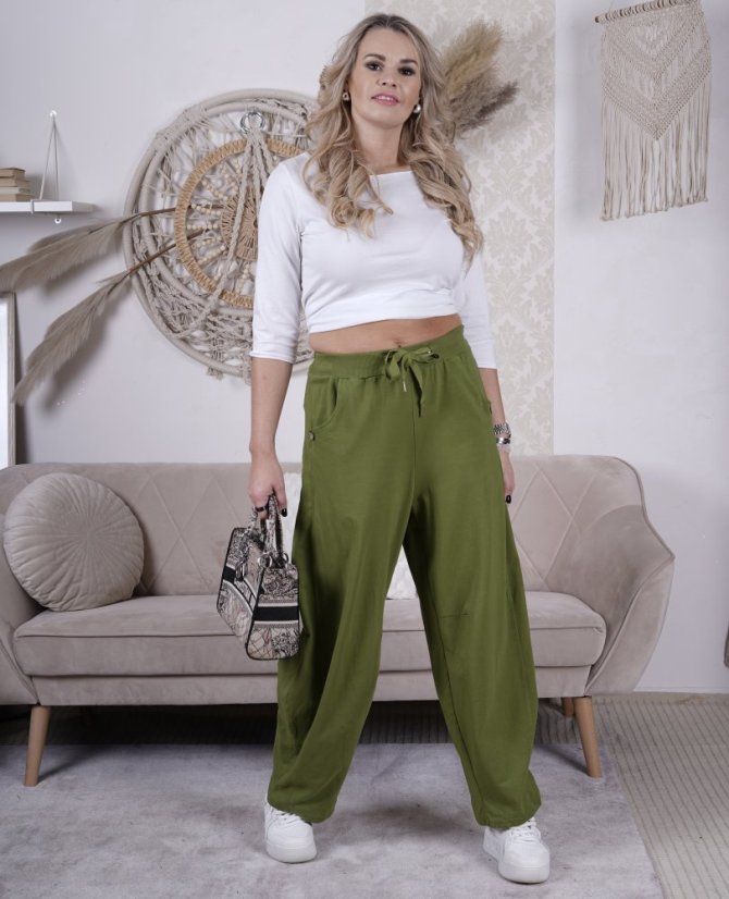 Limetkové zelené trendy balónové kalhoty ELARA LUX