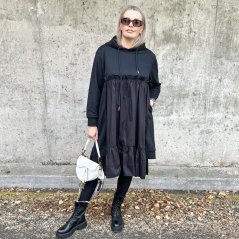 Černé dlouhé kombinované mikinové šaty FLY BELLISSIMA