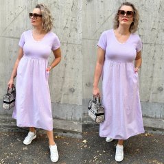 Lila fialové dlouhé kombinované šaty STELLA