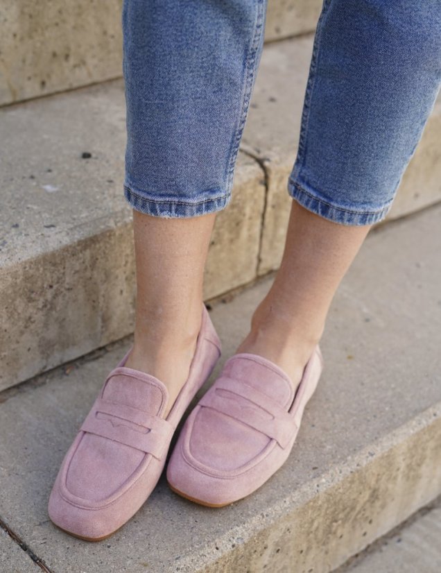 Starorůžové semišové mokasíny NADINE