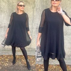 Černé šaty s kamínky DOTTY ELEGANCE