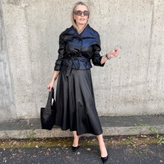 Černý koženkový trendy kabátek LUX CELINA