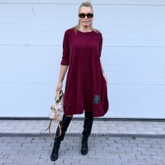 Burgundy červené cordové šaty tulipánového střihu ULTIMATE