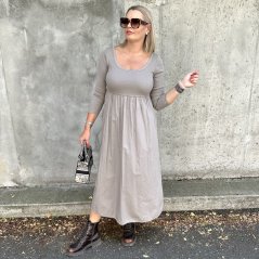 Mokka hnědé dlouhé kombinované šaty GETTING