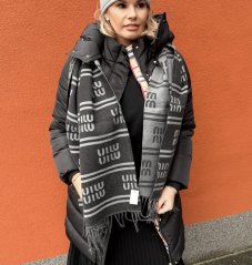 Šedo-černá oboustranná maxi šála DUAL