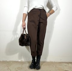 Čokoládově hnědé stylové kalhoty ASYMMETRIC