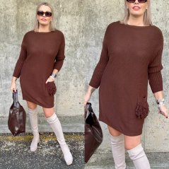 Čokoládově hnědý dlouhý svetr / šaty TASSY