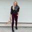 Burgundy červené elastické trendy kalhoty LUX ALORA