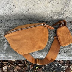 Camel hnědá semišová ledvinka/crossbody SIDEN