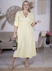 Světle žluté dlouhé mušelínové šaty TEXASS