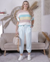 Mentolově modré kalhoty z máslového materiálu MISSA