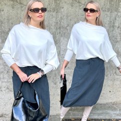 Bílý svetr netopýřího střihu KINGSTAR