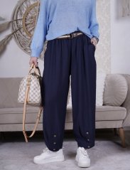 Tmavě modré balónové kalhoty s páskem BOHEME