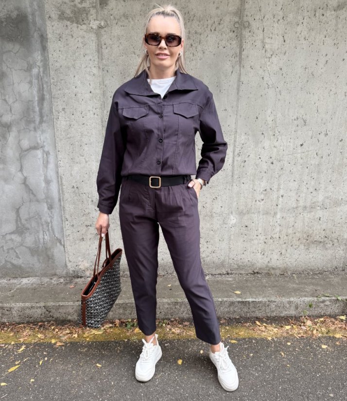 Antracitově šedá  košilová elastická bunda MADISON