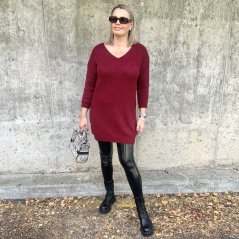 Burgundy červený heboučký dlouhý svetr/ šaty MELANY
