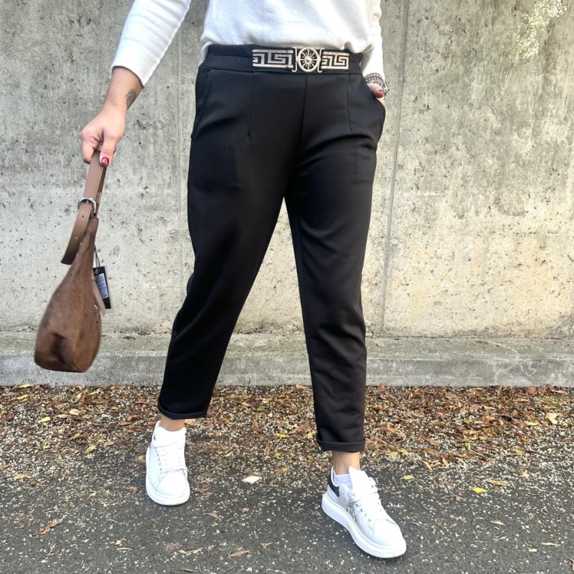 Černé kalhoty z máslového materiálu VERSON