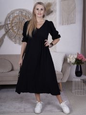 Černé dlouhé mušelínové šaty TEXASS