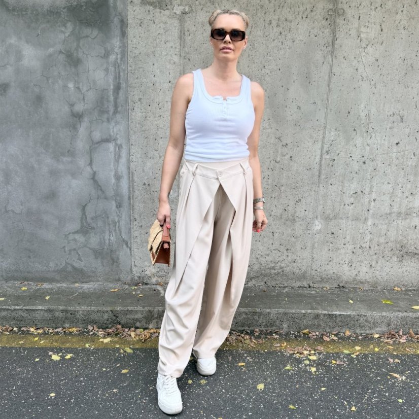 Světle béžové trendy kalhoty s překladem ELYSIA