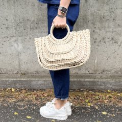 Krémová proutěná kabelka COCONUT