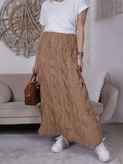 Karamelově hnědá mačkaná sukně/šaty VALEY