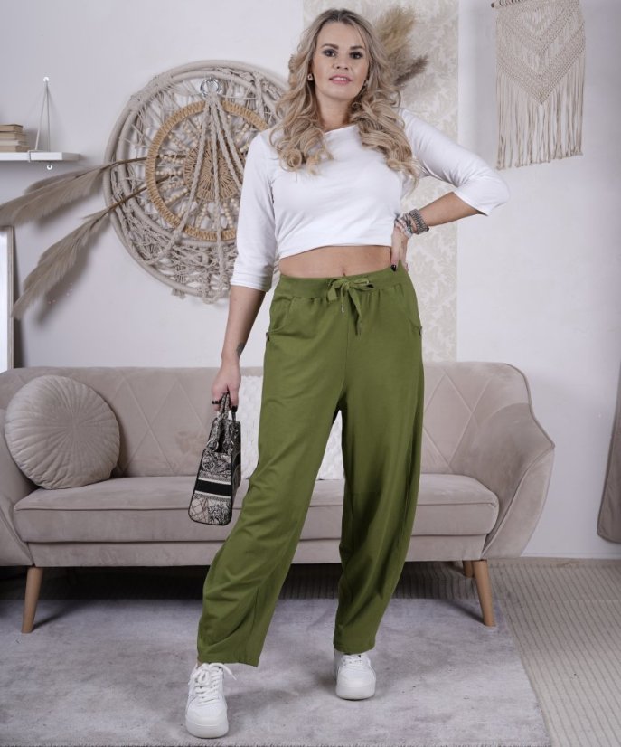 Limetkové zelené trendy balónové kalhoty ELARA LUX