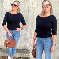 Černé basic tričko s 3/4 rukávem EDENA