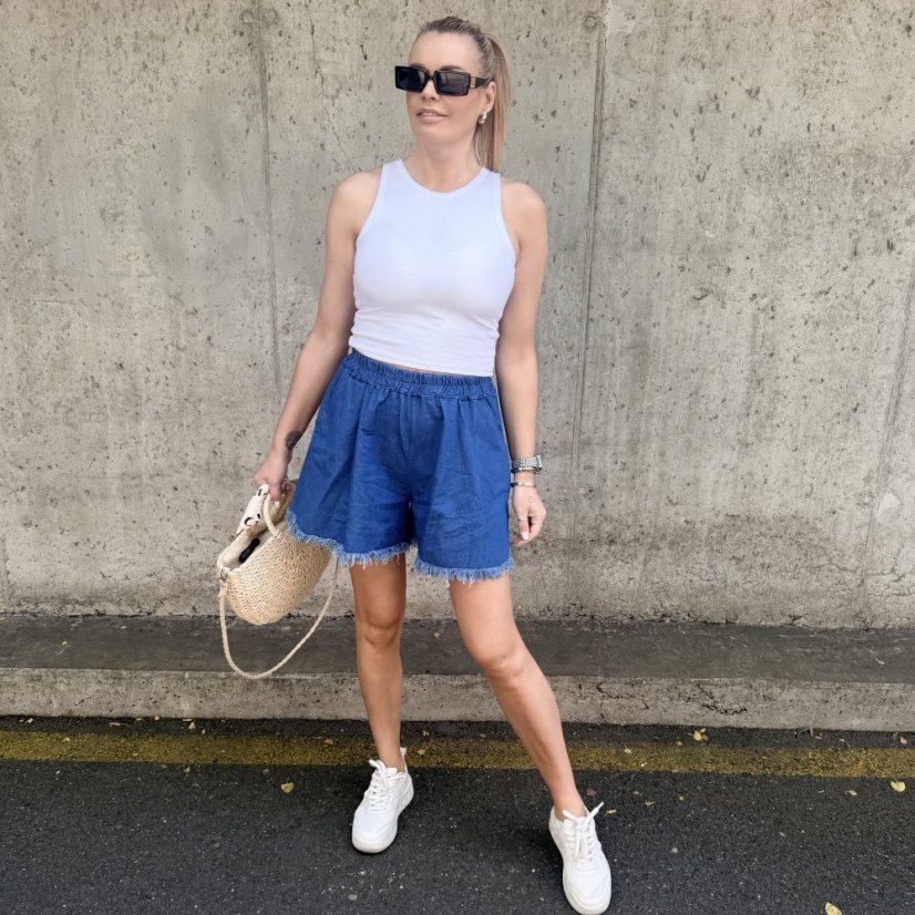 Modré džínové kraťasy FRINGE DENIM