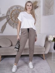 Mokka hnědé jednoduché basic kalhoty z máslového materiálu SOFTYS
