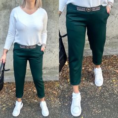 Smaragdově zelené kalhoty z máslového materiálu VERSON