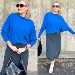 Královsky modrý svetr netopýřího střihu KINGSTAR