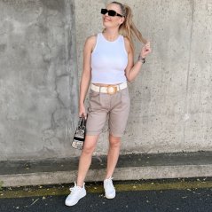 Mokka hnědé bermudy s elastickým páskem RIVIERA