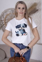 Bílé bavlněné tričko s potiskem PUPPY LOVE