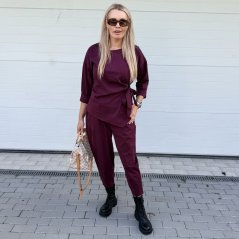 Burgundy červená trendy souprava ELEGANT CHIC LONG