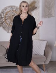 Černá dlouhá mušelínová košile/šaty FELLING