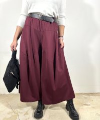 Burgundy červená kalhotová sukně s páskem MAELLA