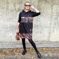 Černé plyšové kombinované šaty VAZZURA LEAF