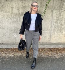 Šedé tvídové teplejší kalhoty TWEEDY