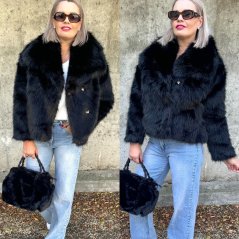 Černý krátký kožich GLAM FUR