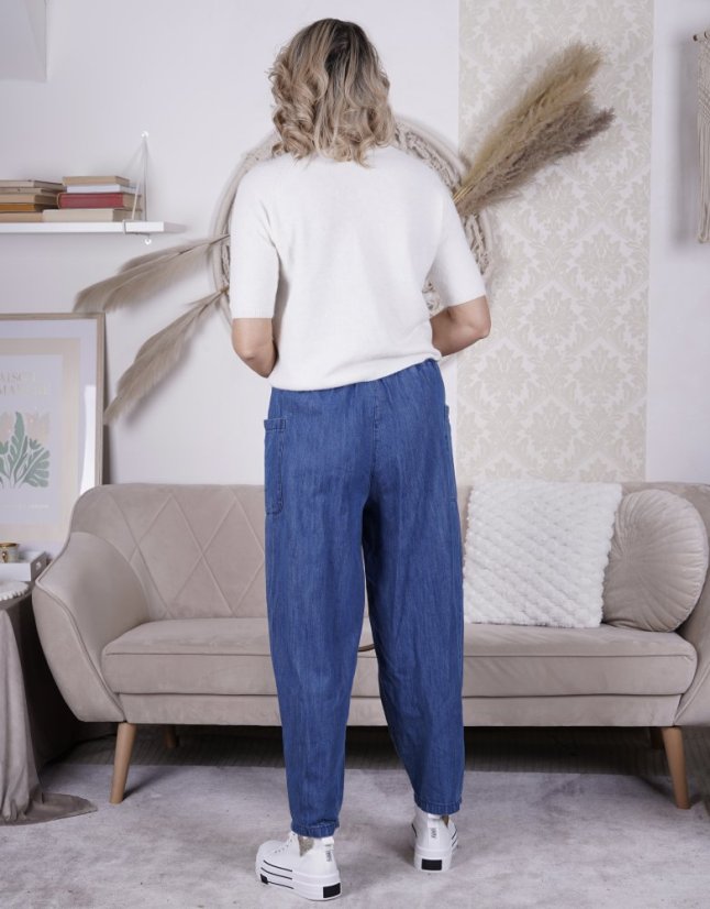 Džínové kalhoty s páskem POCKET DENIM