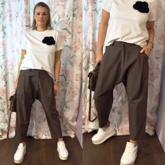 Čokoládově hnědé elegantní kalhoty se sníženým sedem PERFECT