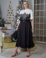 Černá dlouhá elegantní sukně s krajkou LUNA NOIR