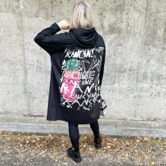 Černé dlouhé kombinované mikinové šaty FLY STREETSTYLE