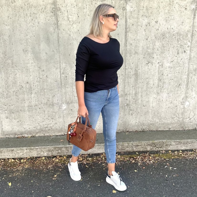 Černé basic tričko s 3/4 rukávem EDENA